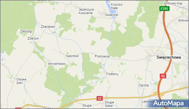 mapa Piotrowice gmina Święciechowa, Piotrowice gmina Święciechowa na mapie Targeo