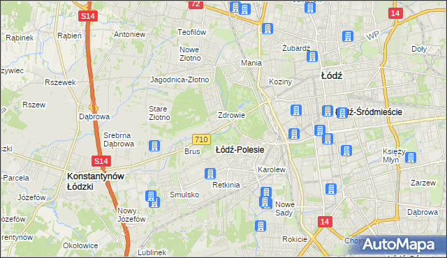 mapa Polesie gmina Łódź, Polesie gmina Łódź na mapie Targeo