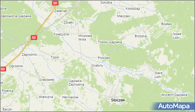 mapa Polkowo gmina Stoczek, Polkowo gmina Stoczek na mapie Targeo