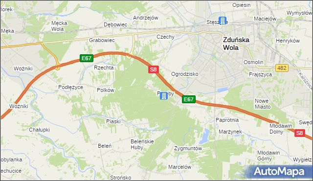 mapa Poręby gmina Zduńska Wola, Poręby gmina Zduńska Wola na mapie Targeo