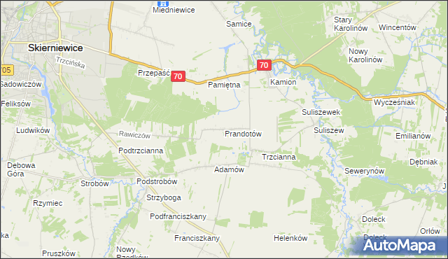 mapa Prandotów, Prandotów na mapie Targeo