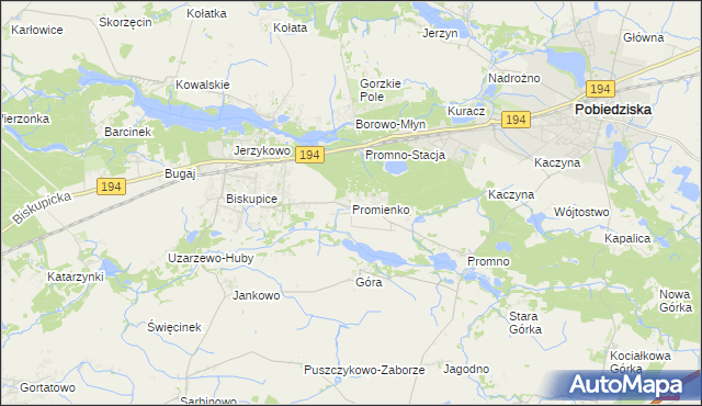 mapa Promienko, Promienko na mapie Targeo