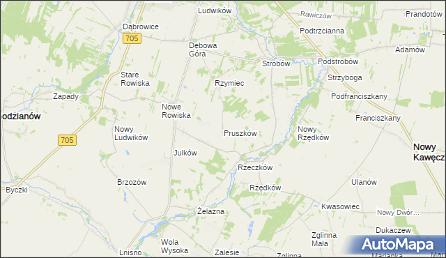 mapa Pruszków gmina Skierniewice, Pruszków gmina Skierniewice na mapie Targeo