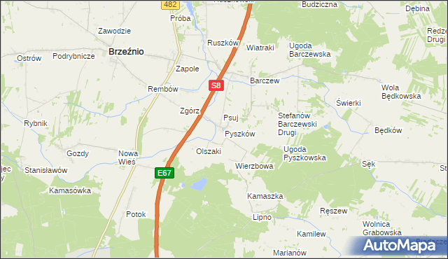 mapa Pyszków, Pyszków na mapie Targeo