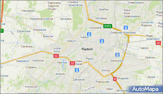 mapa Radomia, Radom na mapie Targeo