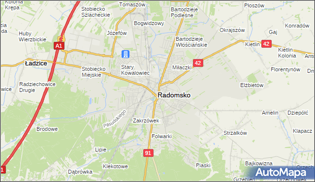 mapa Radomsko, Radomsko na mapie Targeo