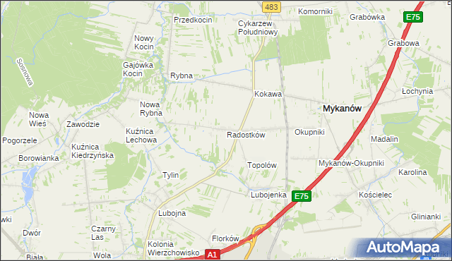 mapa Radostków, Radostków na mapie Targeo