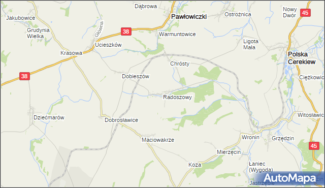mapa Radoszowy, Radoszowy na mapie Targeo