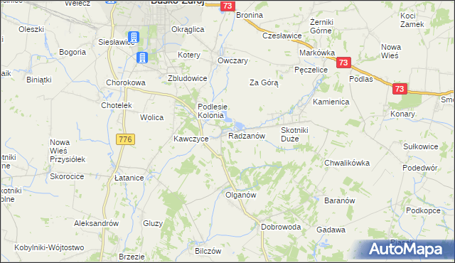 mapa Radzanów gmina Busko-Zdrój, Radzanów gmina Busko-Zdrój na mapie Targeo