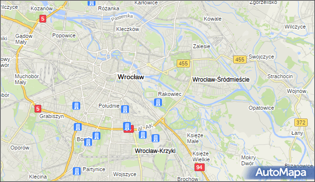 mapa Rakowiec gmina Wrocław, Rakowiec gmina Wrocław na mapie Targeo