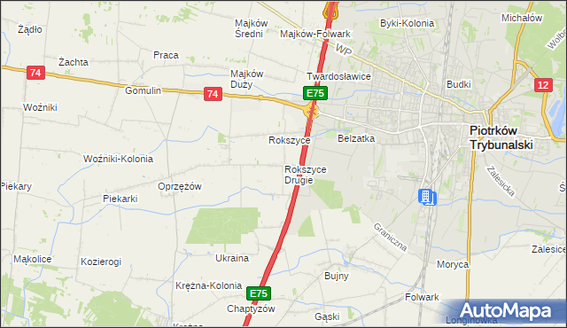 mapa Rokszyce Drugie, Rokszyce Drugie na mapie Targeo