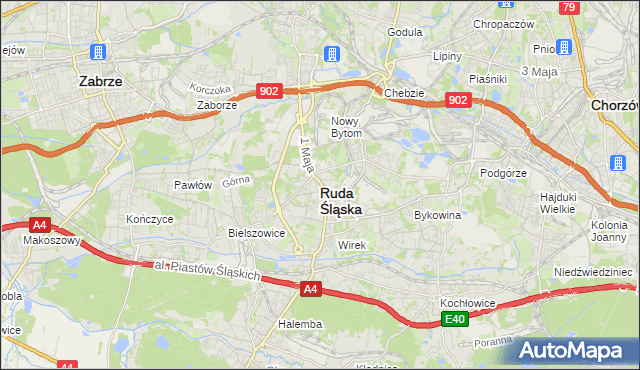 mapa Rudy Śląskiej, Ruda Śląska na mapie Targeo