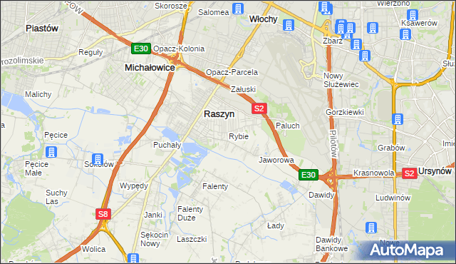 mapa Rybie gmina Raszyn, Rybie gmina Raszyn na mapie Targeo