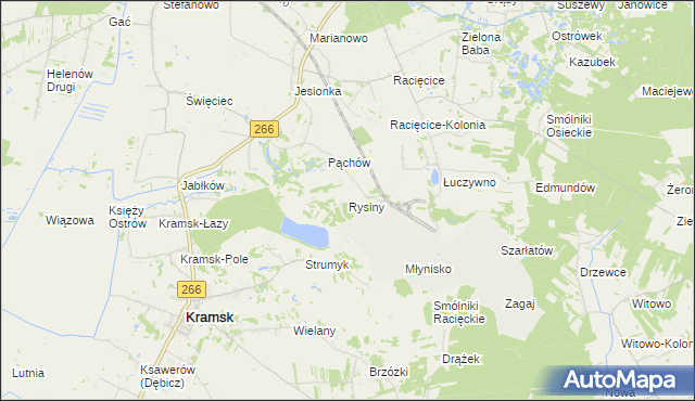 mapa Rysiny gmina Kramsk, Rysiny gmina Kramsk na mapie Targeo