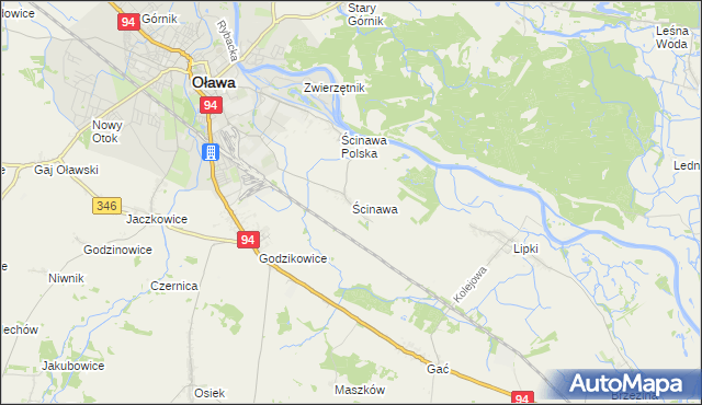 mapa Ścinawa gmina Oława, Ścinawa gmina Oława na mapie Targeo