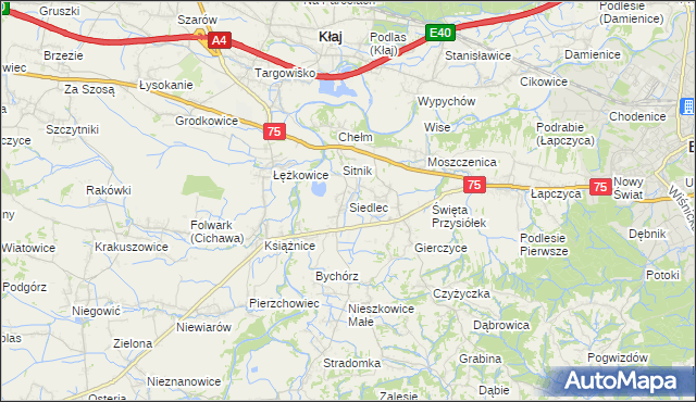 mapa Siedlec gmina Bochnia, Siedlec gmina Bochnia na mapie Targeo