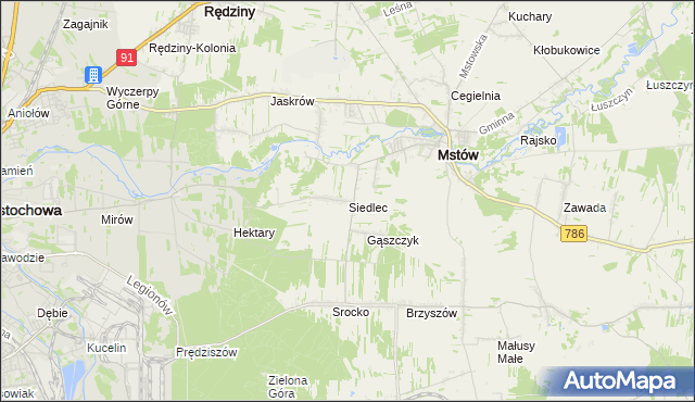 mapa Siedlec gmina Mstów, Siedlec gmina Mstów na mapie Targeo