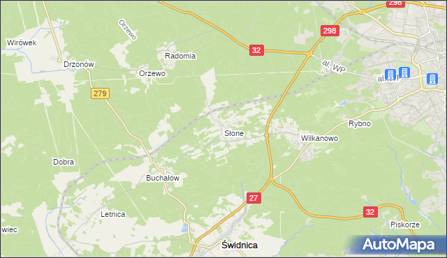 mapa Słone gmina Świdnica, Słone gmina Świdnica na mapie Targeo