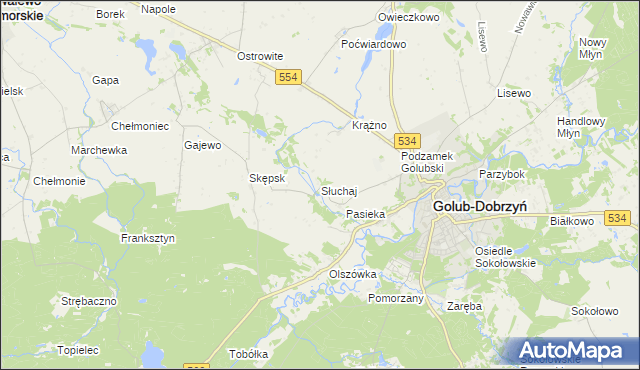 mapa Słuchaj, Słuchaj na mapie Targeo