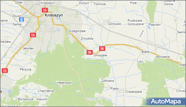 mapa Smoszew, Smoszew na mapie Targeo