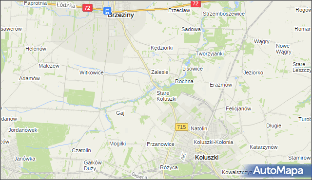 mapa Stare Koluszki, Stare Koluszki na mapie Targeo