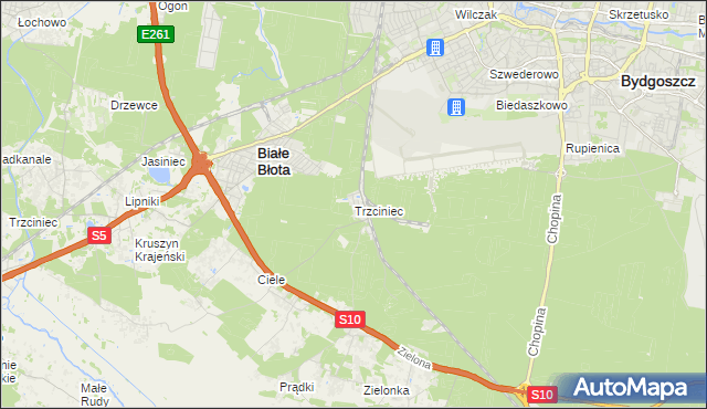 mapa Trzciniec gmina Białe Błota, Trzciniec gmina Białe Błota na mapie Targeo