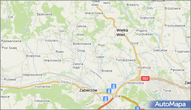 mapa Ujazd gmina Zabierzów, Ujazd gmina Zabierzów na mapie Targeo