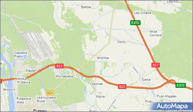 mapa Wronów gmina Końskowola, Wronów gmina Końskowola na mapie Targeo