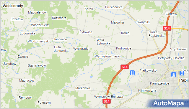 mapa Wymysłów-Piaski, Wymysłów-Piaski na mapie Targeo