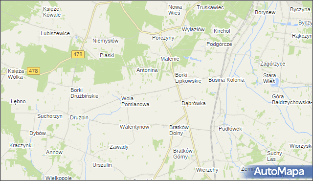 mapa Wyrębów gmina Zadzim, Wyrębów gmina Zadzim na mapie Targeo