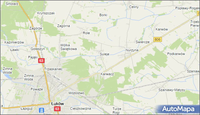 mapa Zabrodzie gmina Łuków, Zabrodzie gmina Łuków na mapie Targeo