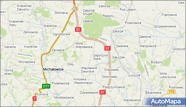 mapa Zagórzyce Stare, Zagórzyce Stare na mapie Targeo