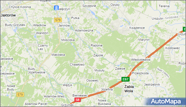 mapa Zapole gmina Grodzisk Mazowiecki, Zapole gmina Grodzisk Mazowiecki na mapie Targeo