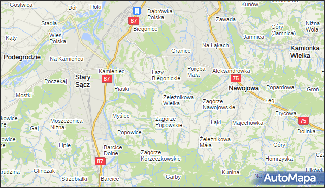 mapa Żeleźnikowa Wielka, Żeleźnikowa Wielka na mapie Targeo