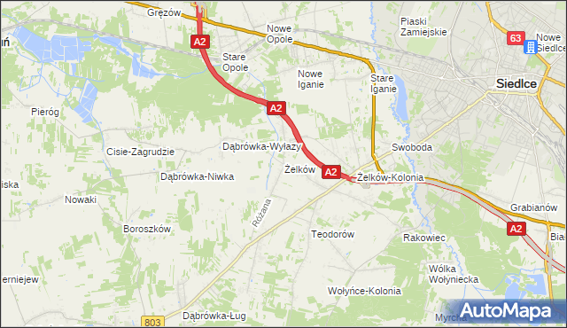 mapa Żelków, Żelków na mapie Targeo