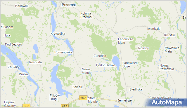 mapa Zusenko, Zusenko na mapie Targeo