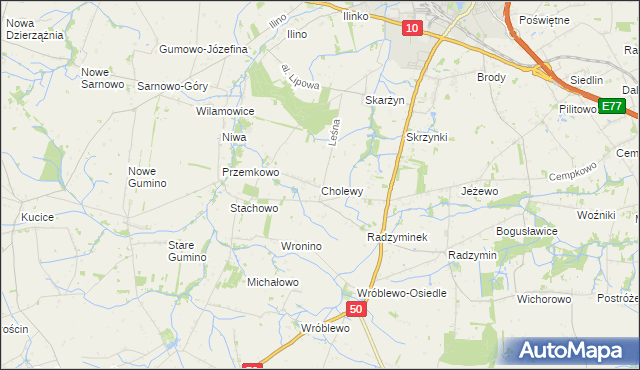 mapa Cholewy gmina Płońsk, Cholewy gmina Płońsk na mapie Targeo