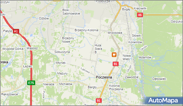 mapa Huta Stara A, Huta Stara A na mapie Targeo