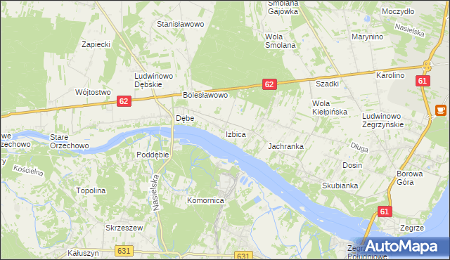 mapa Izbica gmina Serock, Izbica gmina Serock na mapie Targeo