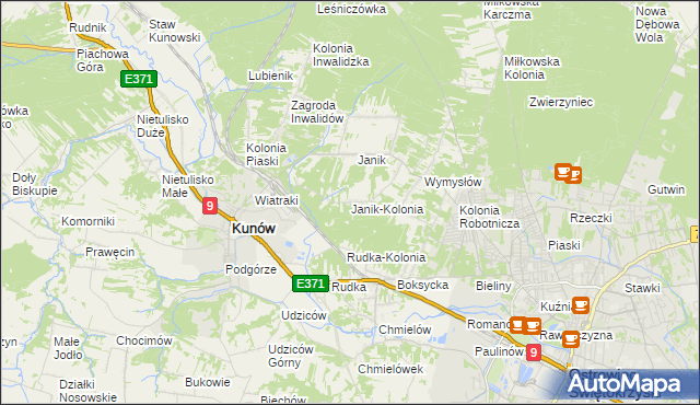 mapa Janik-Kolonia, Janik-Kolonia na mapie Targeo