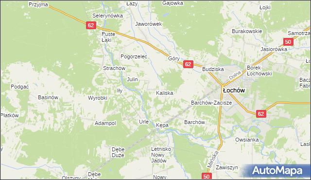 mapa Kaliska gmina Łochów, Kaliska gmina Łochów na mapie Targeo