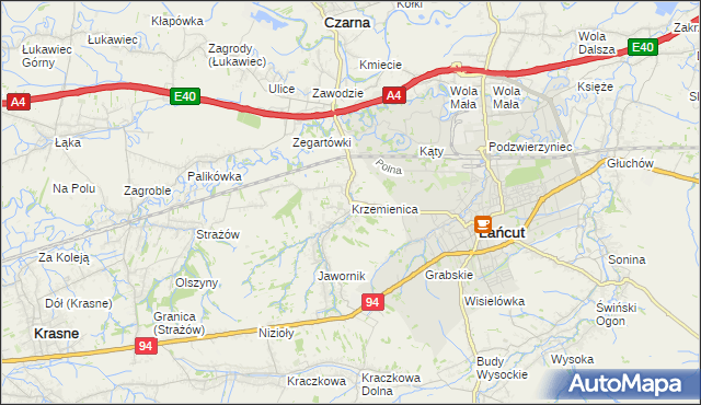 mapa Krzemienica gmina Czarna, Krzemienica gmina Czarna na mapie Targeo