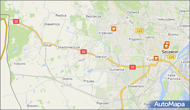 mapa Mierzyn gmina Dobra (Szczecińska), Mierzyn gmina Dobra (Szczecińska) na mapie Targeo