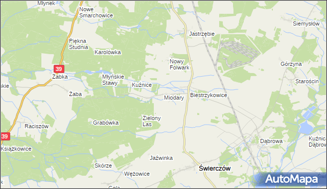 mapa Miodary gmina Świerczów, Miodary gmina Świerczów na mapie Targeo