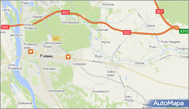 mapa Rudy gmina Końskowola, Rudy gmina Końskowola na mapie Targeo