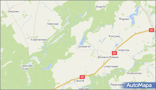 mapa Skowarnki, Skowarnki na mapie Targeo