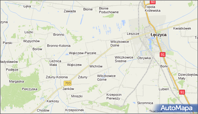 mapa Wilczkowice nad Szosą, Wilczkowice nad Szosą na mapie Targeo