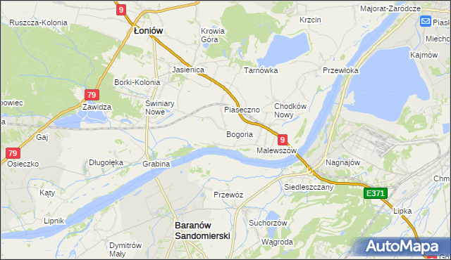 mapa Bogoria gmina Łoniów, Bogoria gmina Łoniów na mapie Targeo