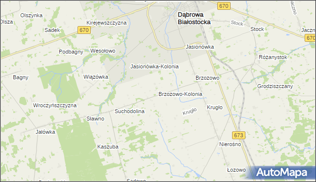mapa Brzozowo-Kolonia, Brzozowo-Kolonia na mapie Targeo