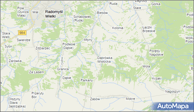 mapa Dąbrówka Wisłocka, Dąbrówka Wisłocka na mapie Targeo